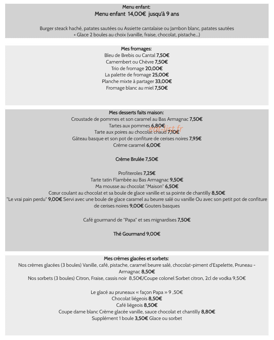Chez Papa — carte page 7