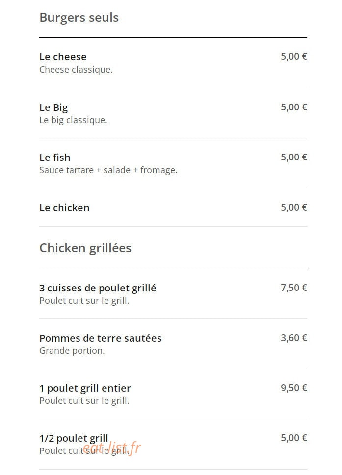 Chicken Grill — carte page 2