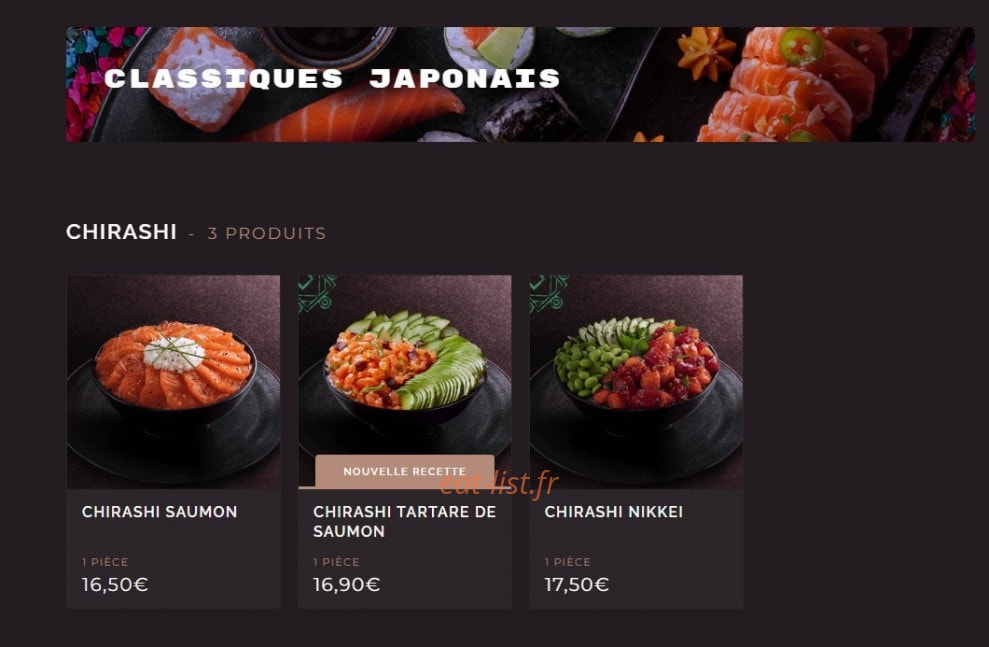 Carte et menu de Côté Sushi à Asnieres sur Seine — Les classiques japonais