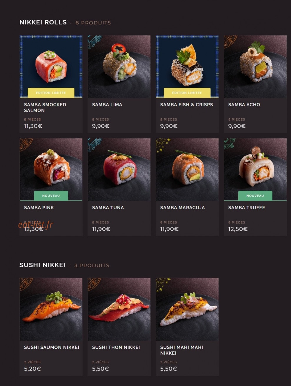 Carte et menu de Côté Sushi à Asnieres sur Seine — Les nikkeis et sushis nikkeis