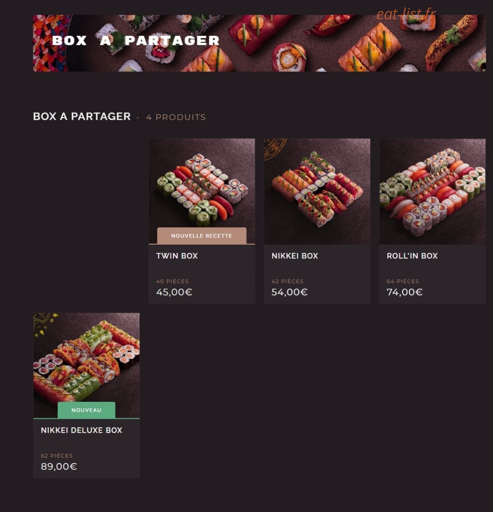 Carte et menu de Côté Sushi à Asnieres sur Seine — Box à partager