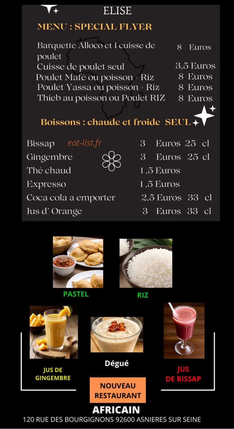 Elise restaurant & traiteur — carte page 3
