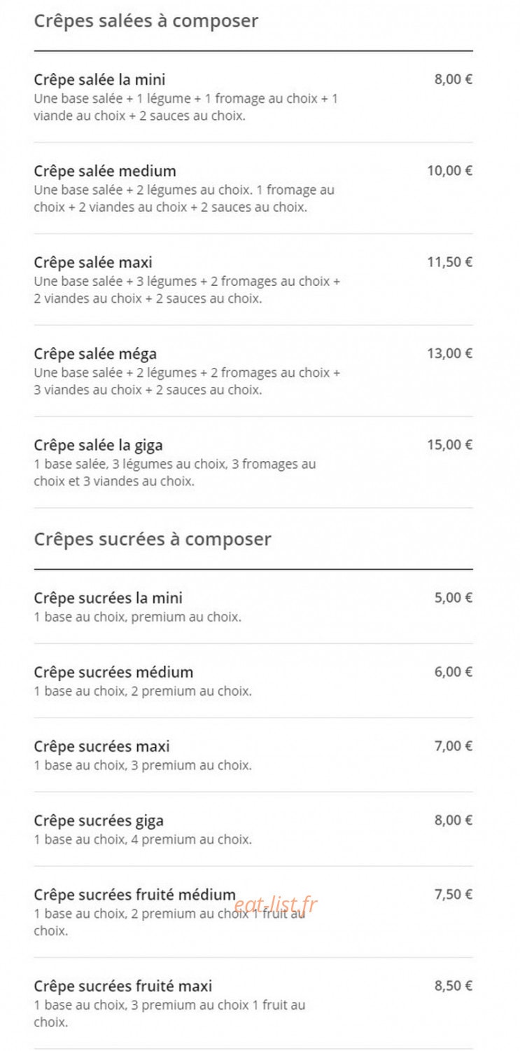 Gold'N Crêpes — carte page 2