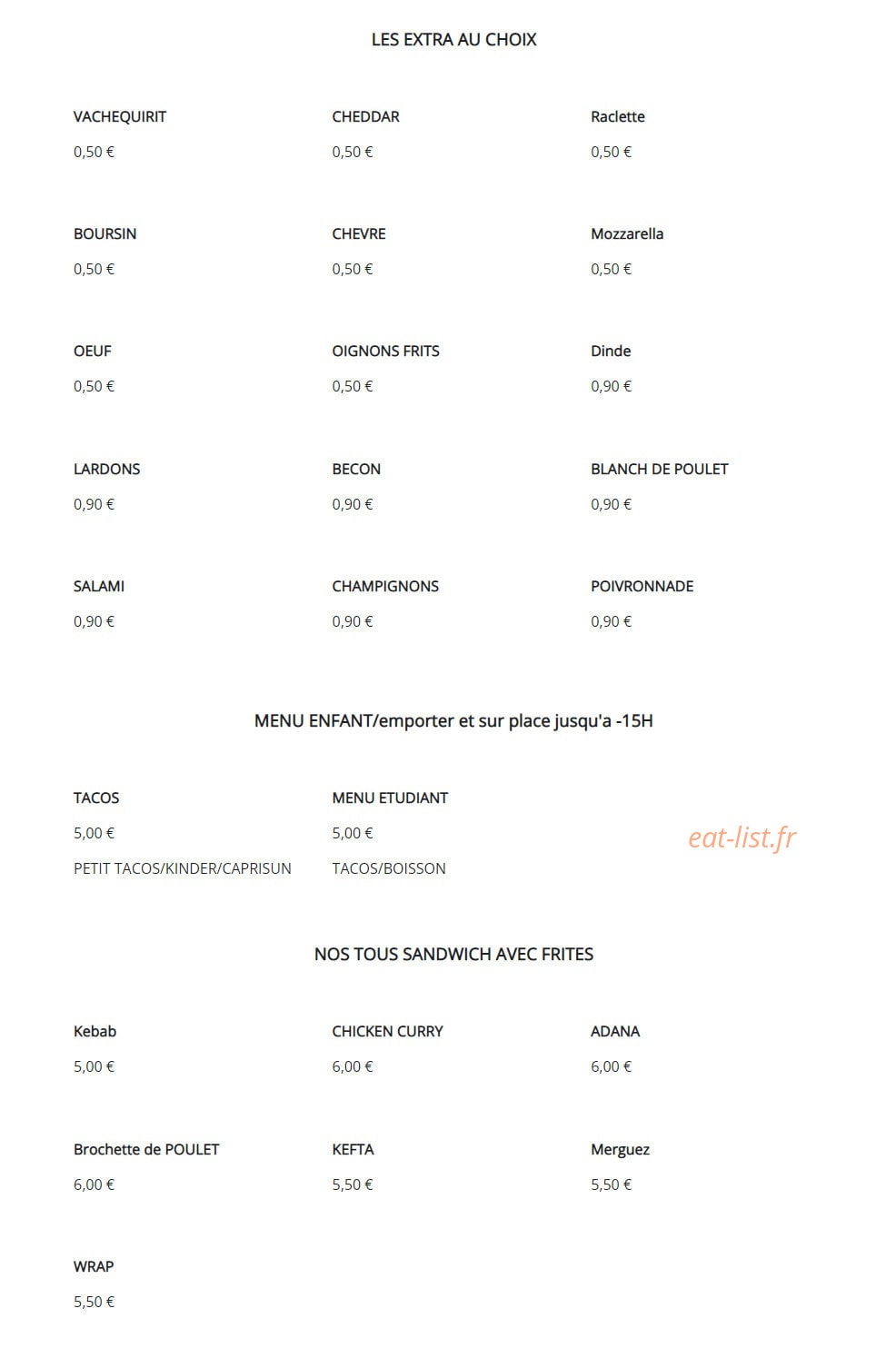 Golden Food — carte page 3
