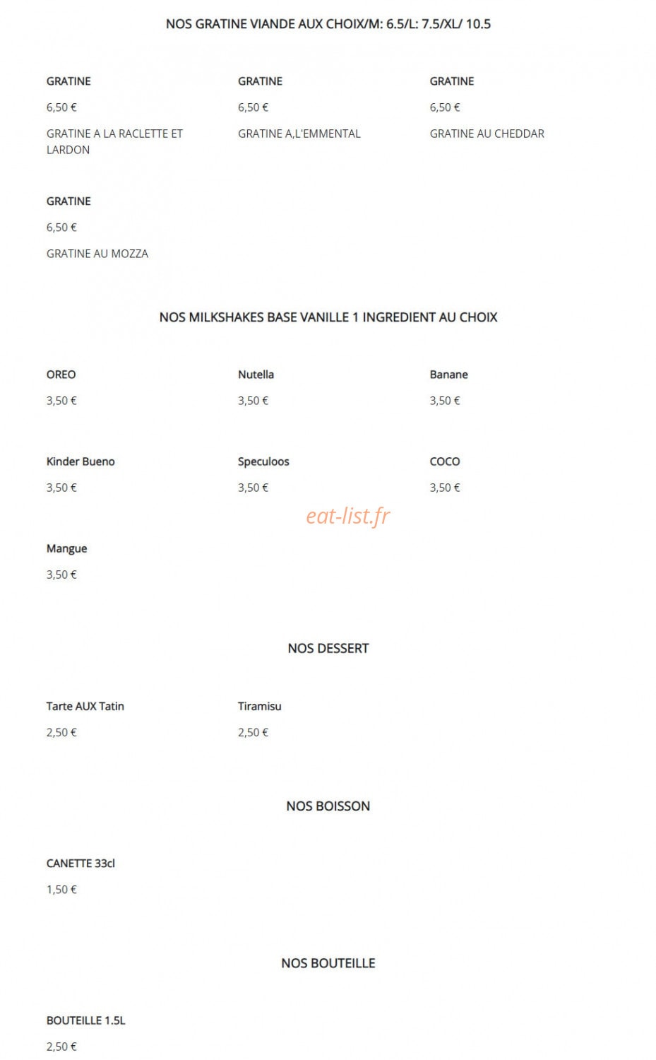 Golden Food — carte page 5