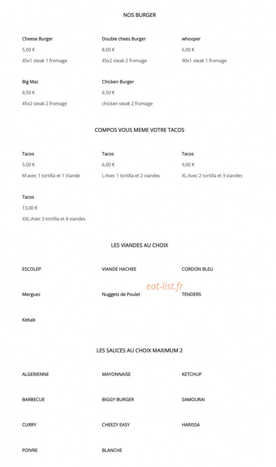 Golden Food — carte page 2