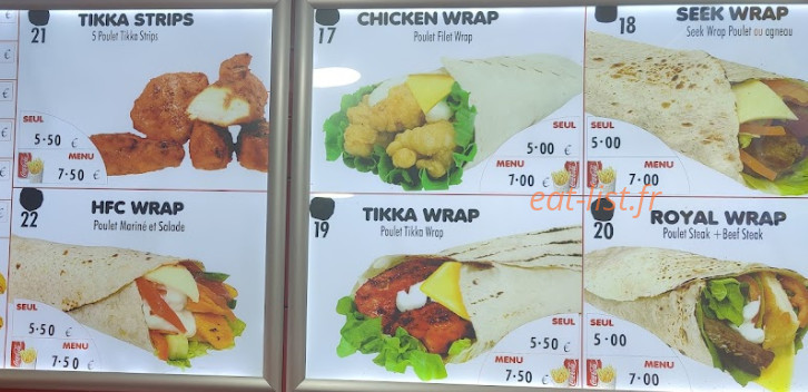 Hallal Fried Chicken — carte page 1