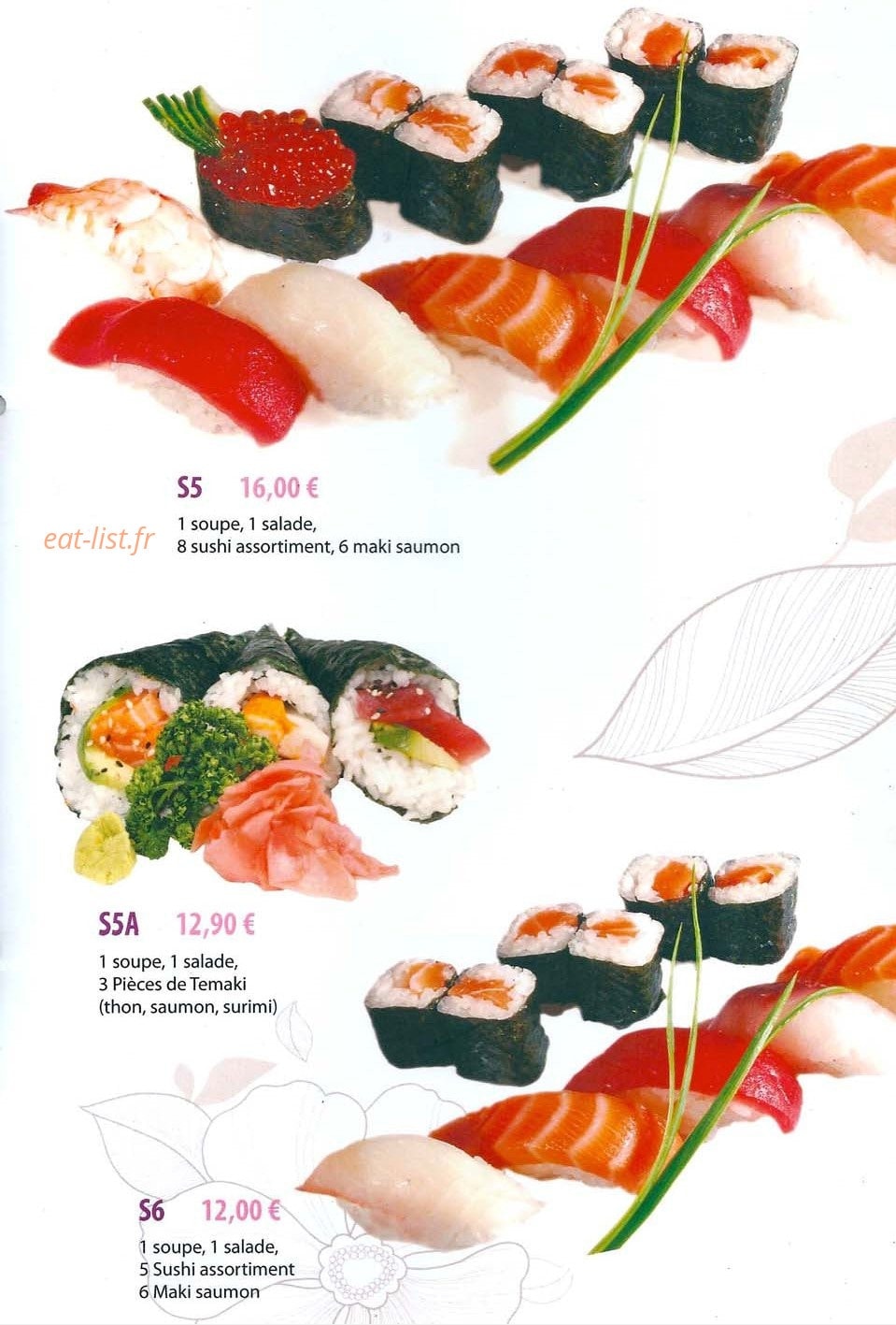 Menu Hokiko - Le menu sushi page 2
