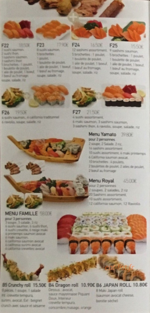 Carte et menu de Kanau à Asnieres sur Seine — Les menus famille