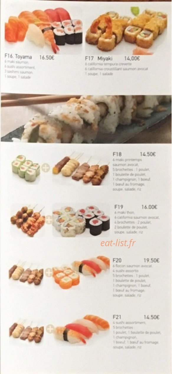 Carte et menu de Kanau à Asnieres sur Seine — Les menu menu sushi sashimi maki (suite)