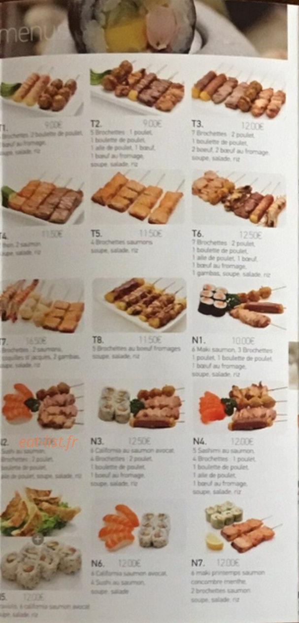 Carte et menu de Kanau à Asnieres sur Seine — Les menus