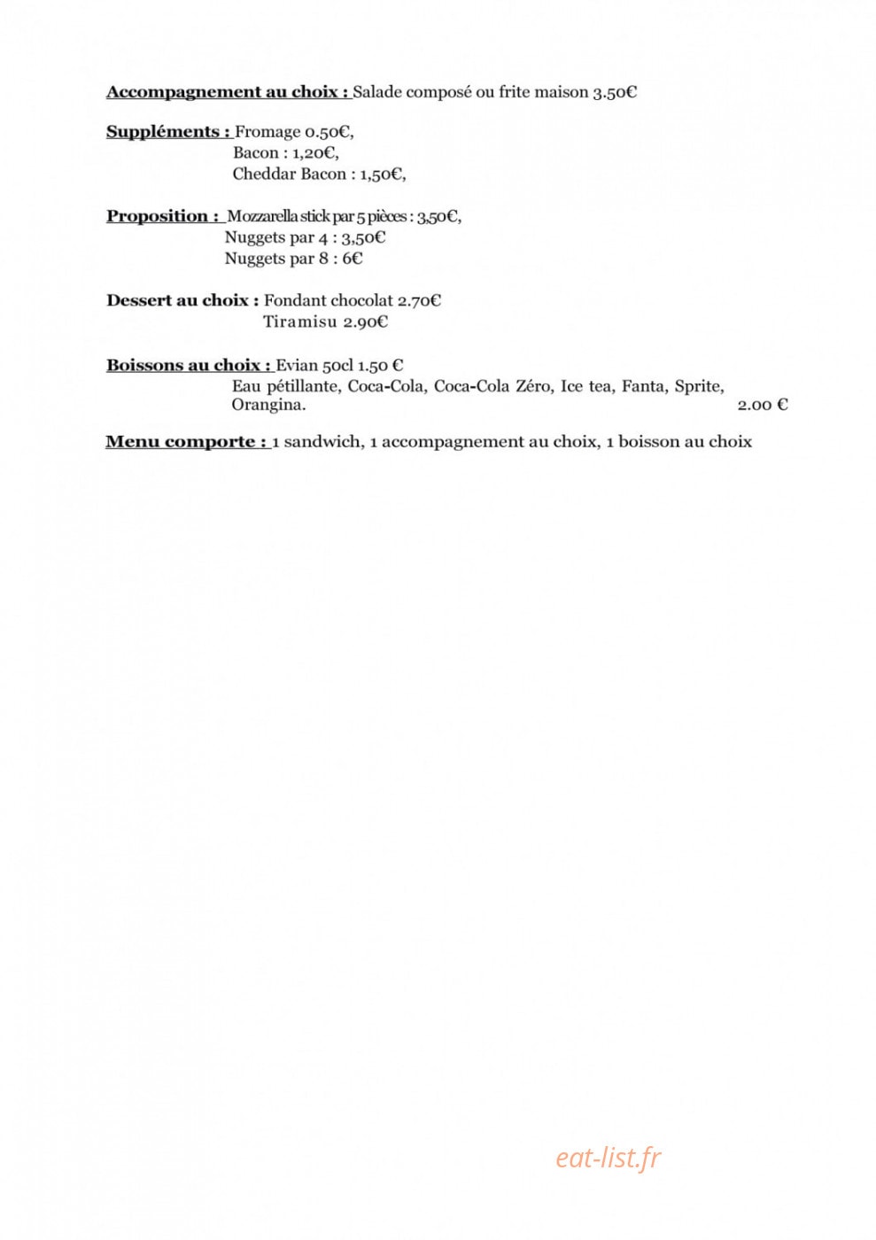 L'Atelier du Burger — carte page 3