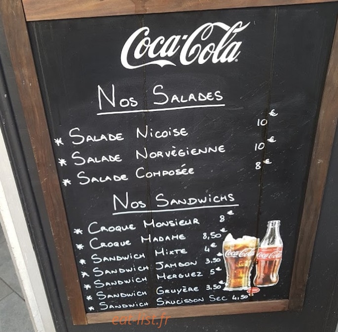 Carte et menu de L'étoile d'Europe à Asnieres sur Seine — Les salades et sandwichs
