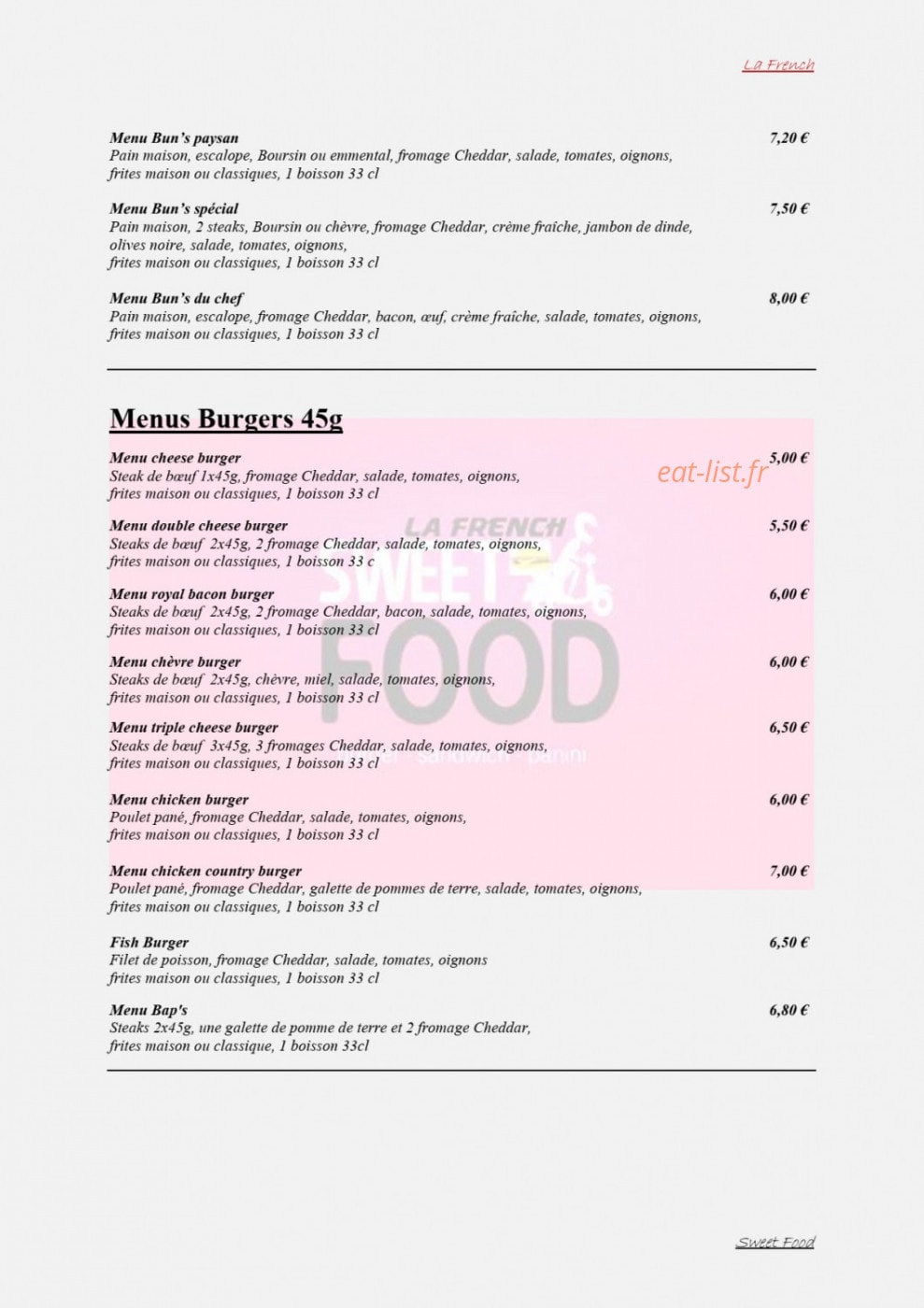 La French — carte page 4