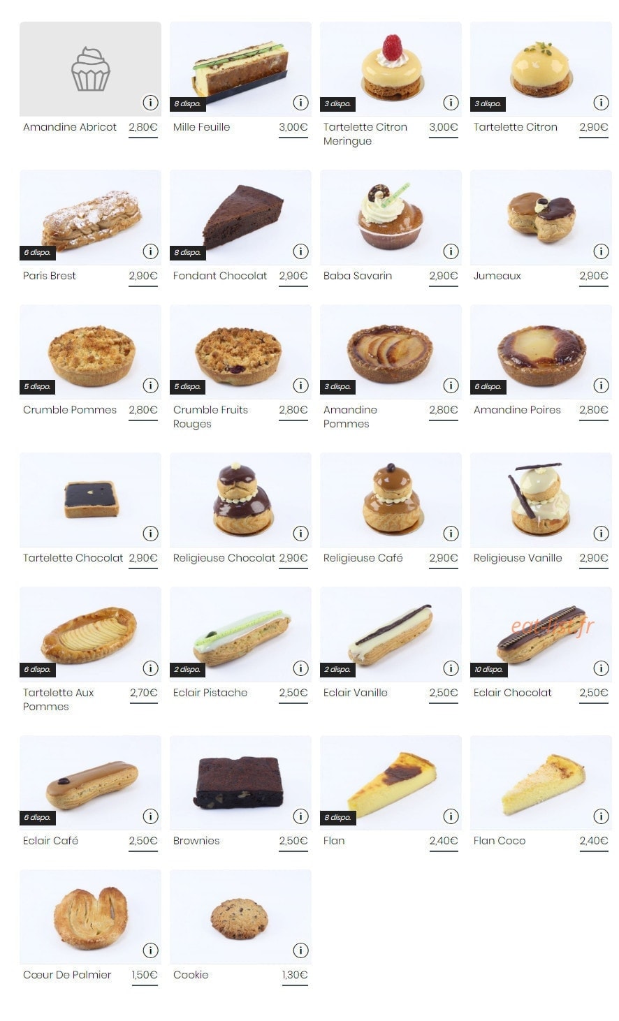 Carte et menu de Le Fournil Du Grand Paris à Asnieres sur Seine — Pâtisserie