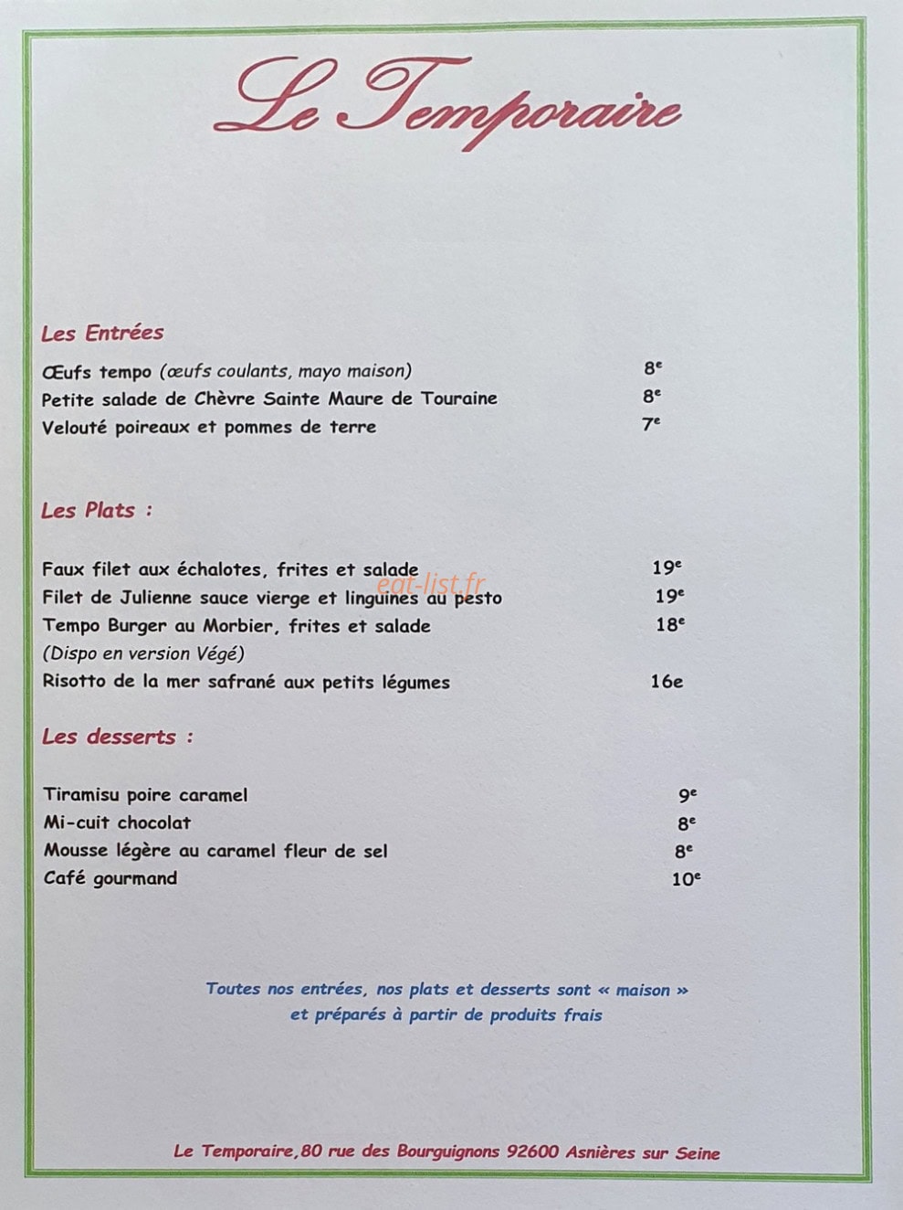 Le Temporaire — carte page 1