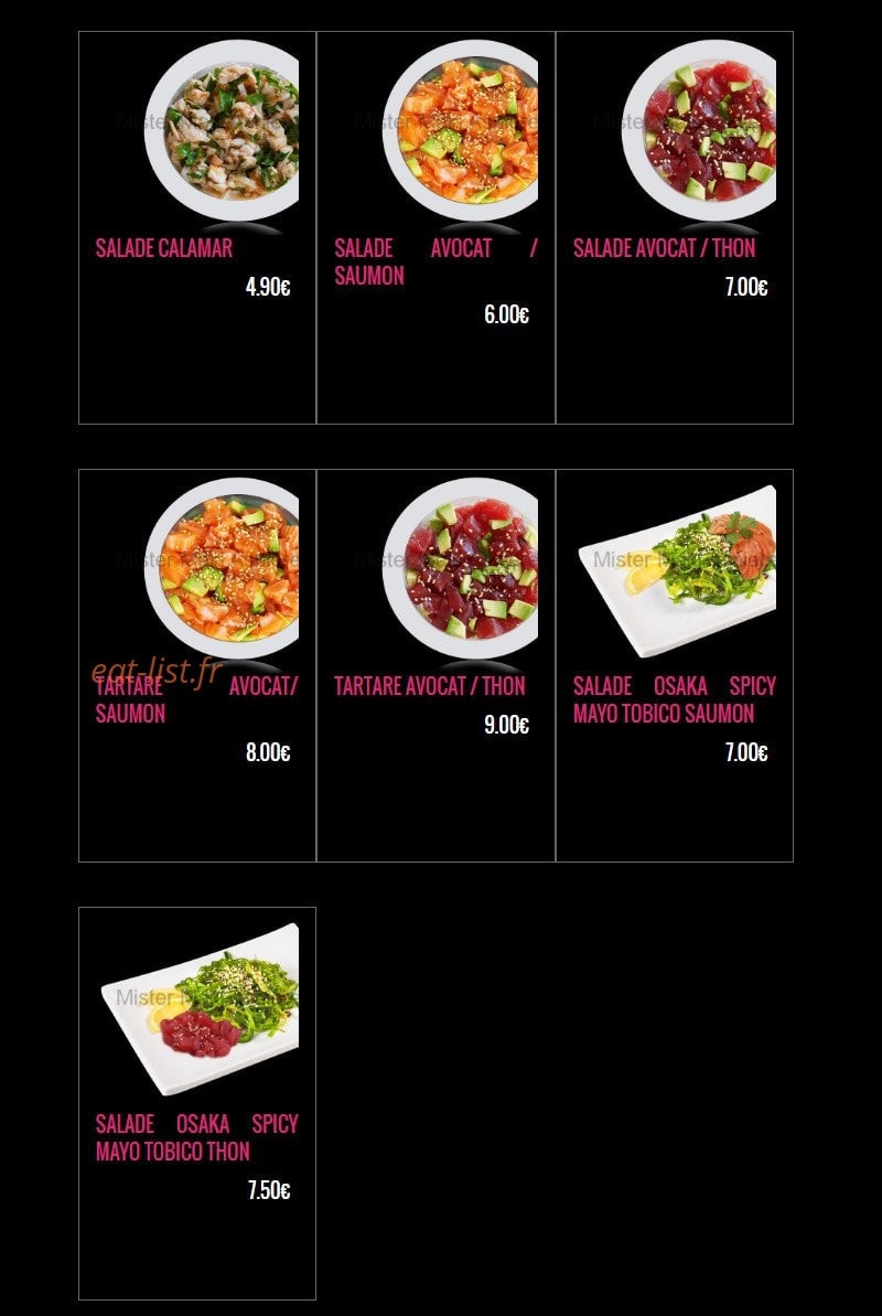 Carte et menu de Mister Maki à Asnieres sur Seine — Les entrées suite