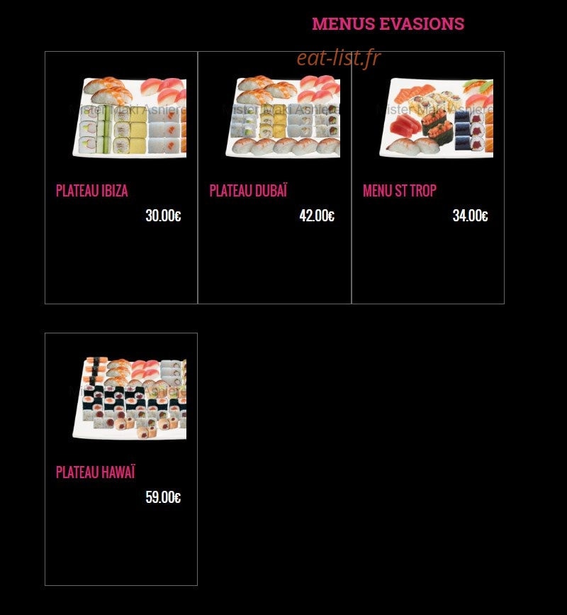 Carte et menu de Mister Maki à Asnieres sur Seine — Les menus évasions