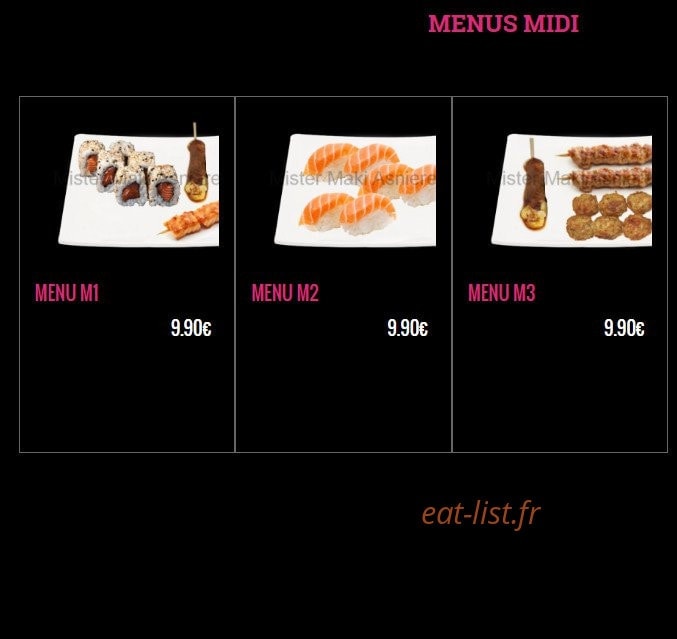 Carte et menu de Mister Maki à Asnieres sur Seine — Les menus midi