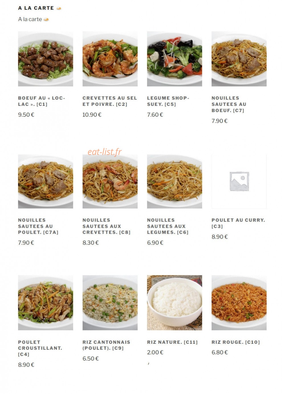 Carte et menu de Pho Hanoi à Asnieres sur Seine — Les plats a la carte