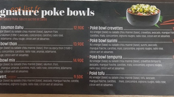 Carte et menu de Poke Parc à Asnieres sur Seine — Les signatures