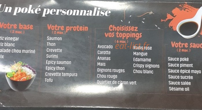 Carte et menu de Poke Parc à Asnieres sur Seine — Les pokés