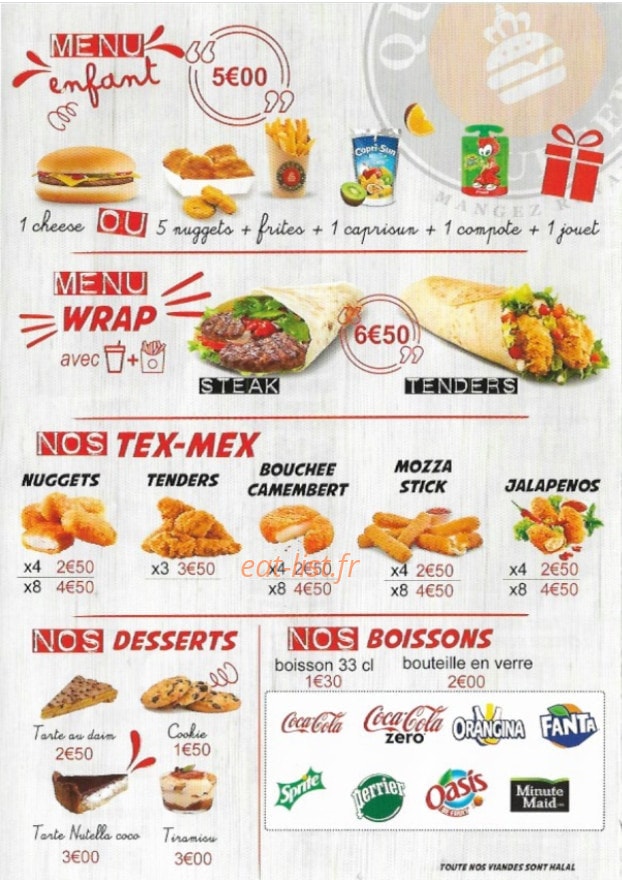 Queen's Burger — carte page 4