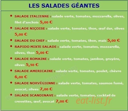 Rapido Pizza — carte page 4