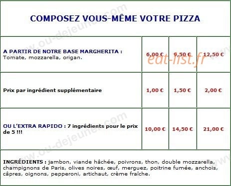 Rapido Pizza — carte page 3