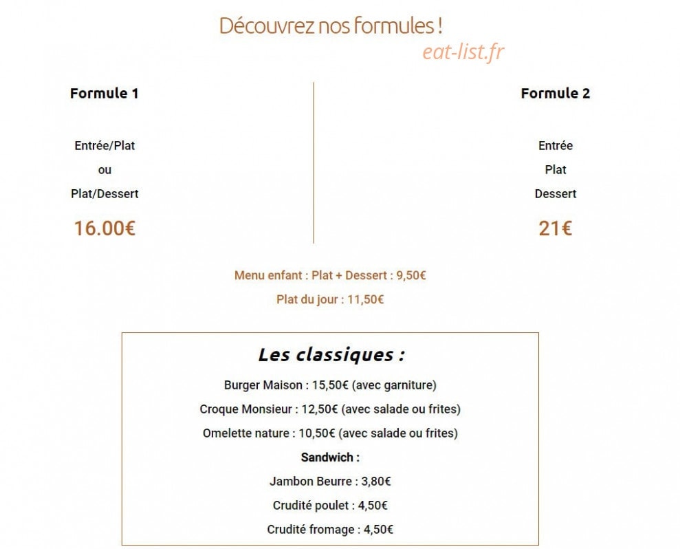 Restaurant l'Appart — carte page 1