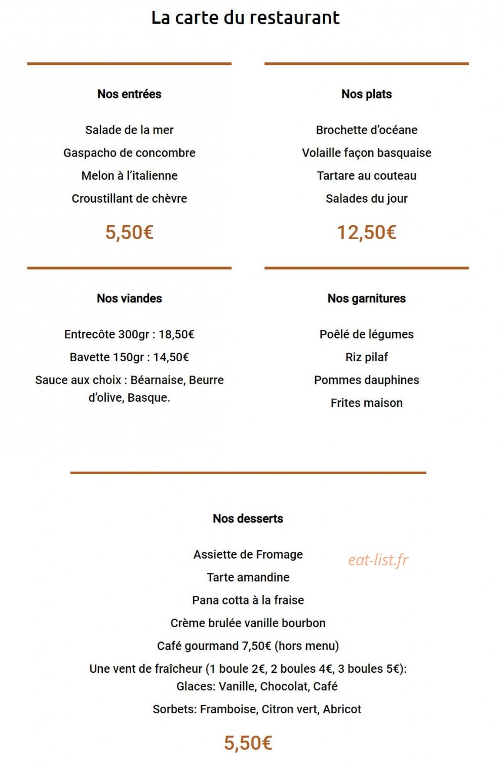 Restaurant l'Appart — carte page 2