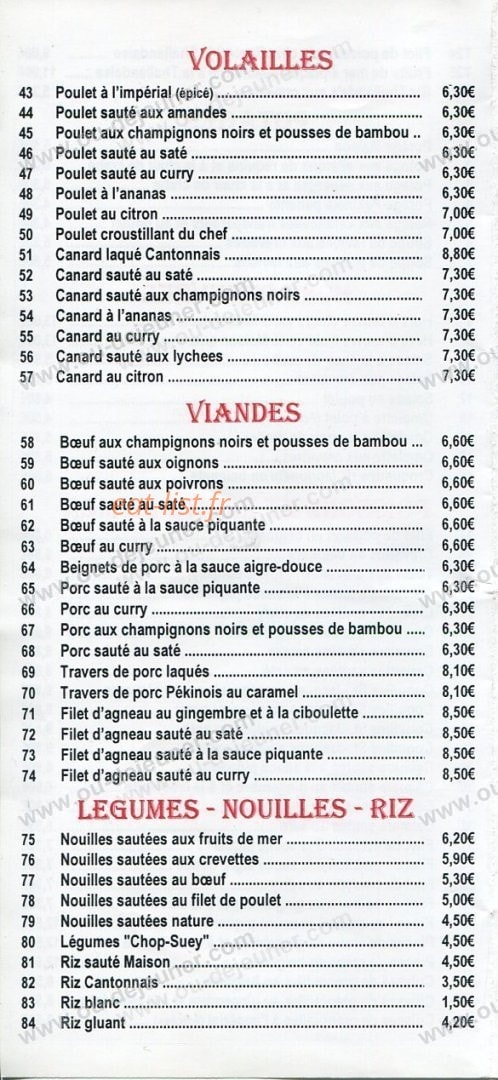 Saveurs d'Asie — carte page 5