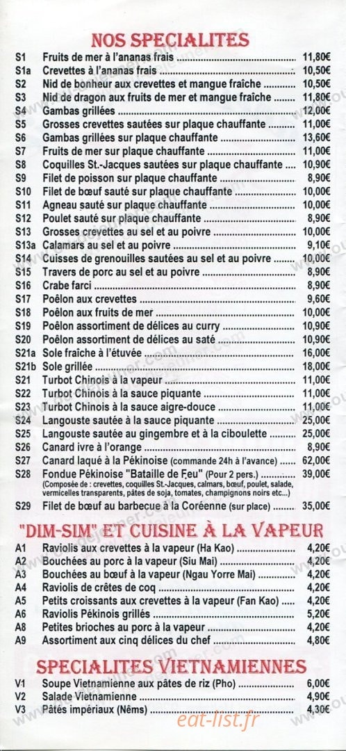 Saveurs d'Asie — carte page 4