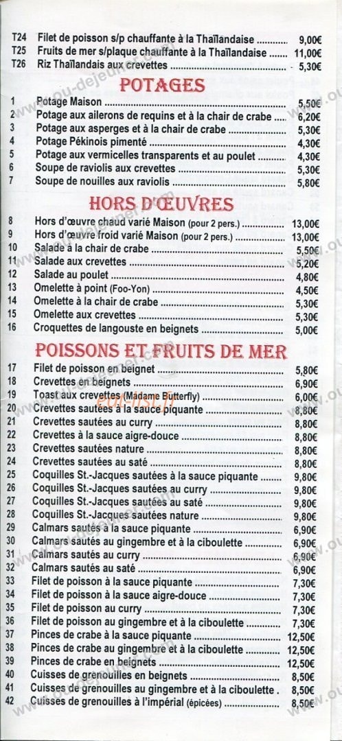 Saveurs d'Asie — carte page 3
