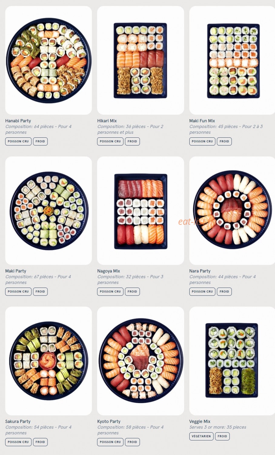 Carte et menu de Sushi Daily à Asnieres sur Seine — Plateaux suite