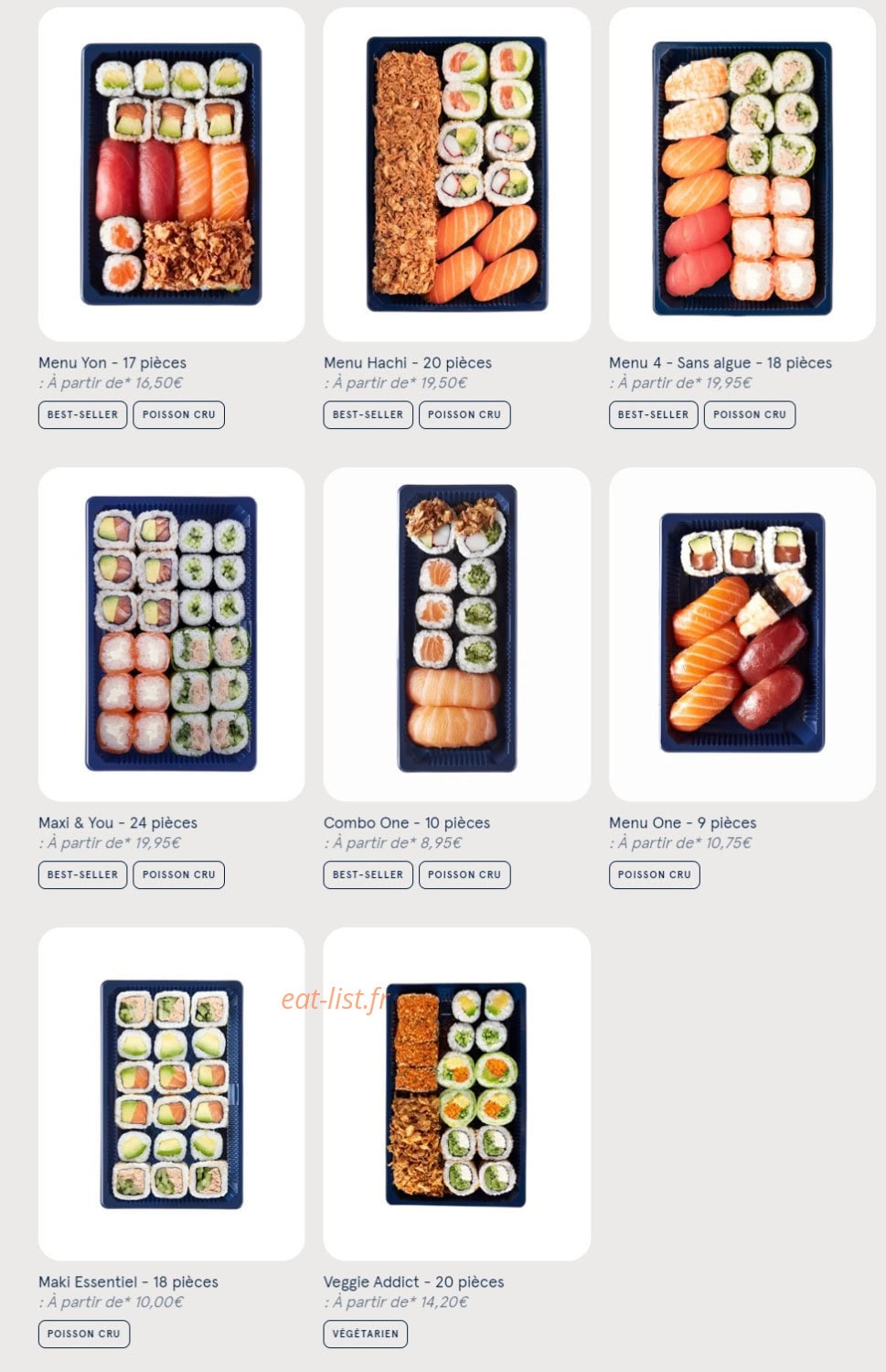 Carte et menu de Sushi Daily à Asnieres sur Seine — Les assortiments suite