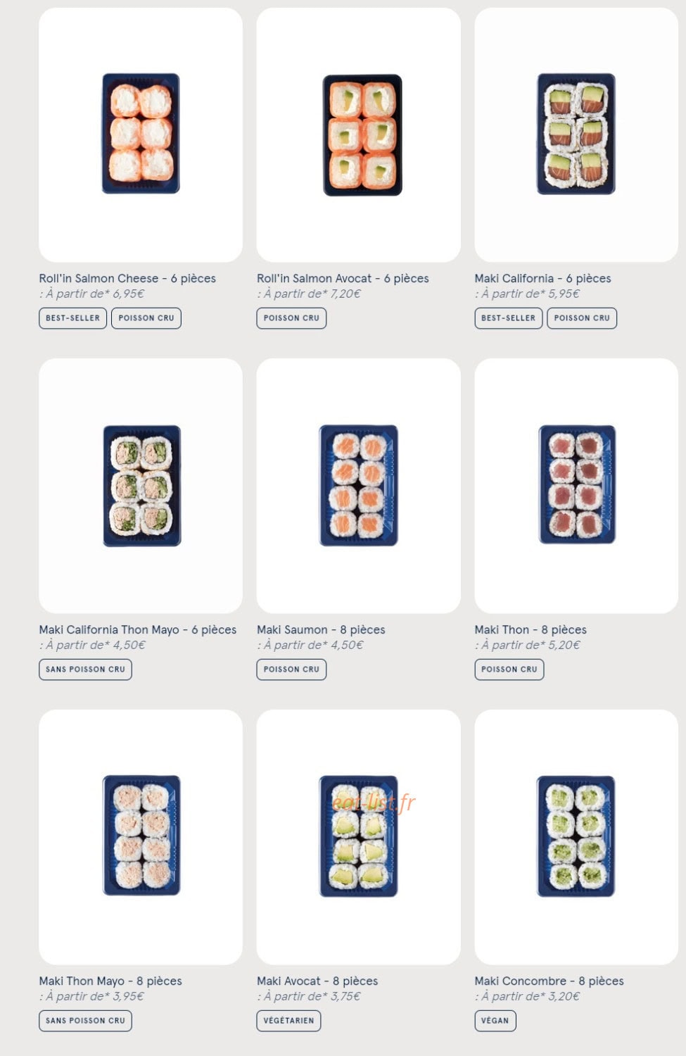 Carte et menu de Sushi Daily à Asnieres sur Seine — Les makis et rolls