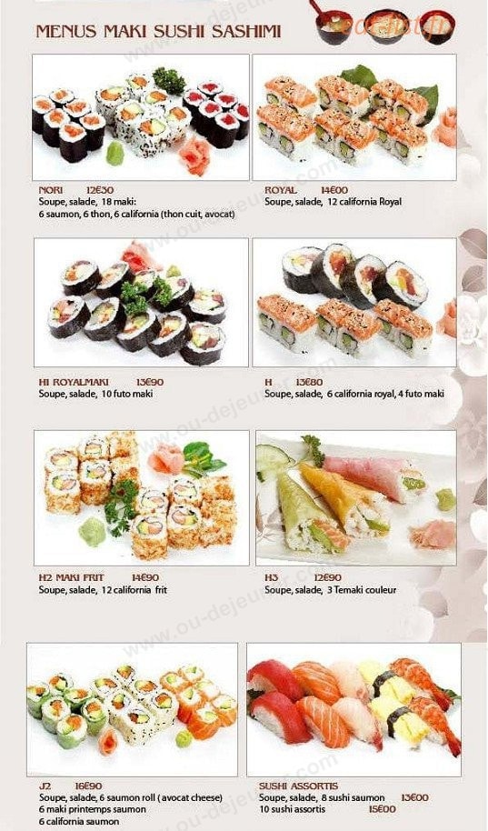 Carte et menu de Sushi tokyo à Asnieres sur Seine — Les menus makis,sushis, sashimis