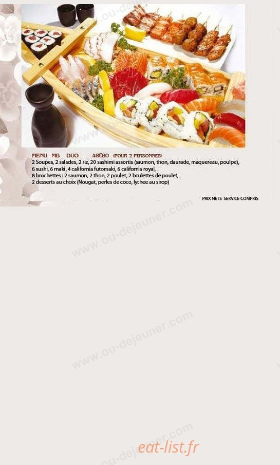 Carte et menu de Sushi tokyo à Asnieres sur Seine — Les menus bateaux suite