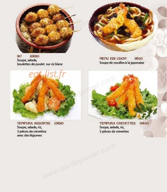 Carte et menu de Sushi tokyo à Asnieres sur Seine — Les menus plats chauds suites