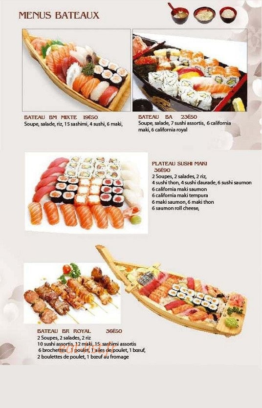 Carte et menu de Sushi tokyo à Asnieres sur Seine — Les menus bateaux