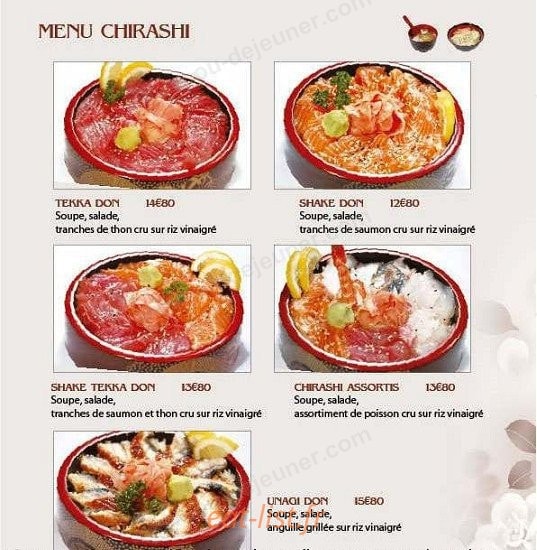 Carte et menu de Sushi tokyo à Asnieres sur Seine — Les menus chirashis