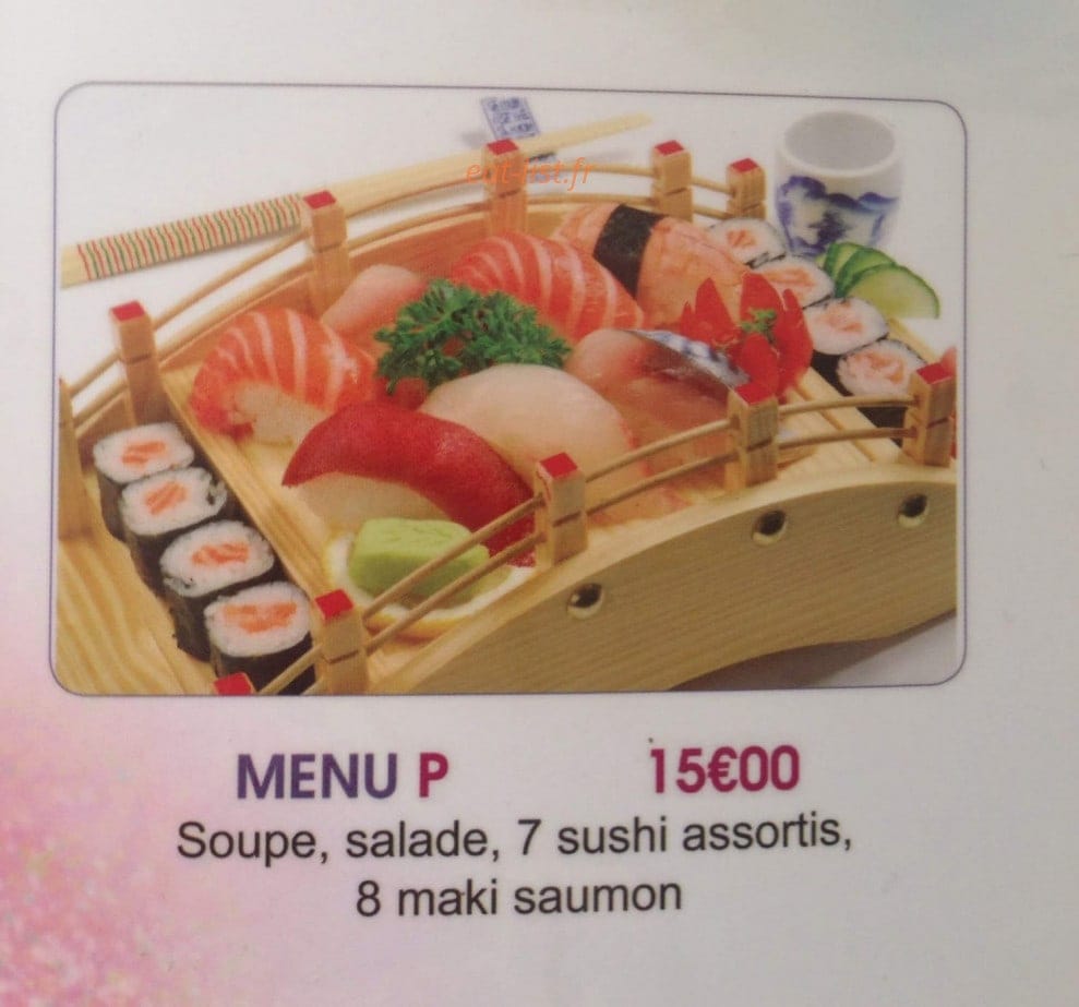 Carte et menu de Tokyo Sakura à Asnieres sur Seine — Menu P 15€