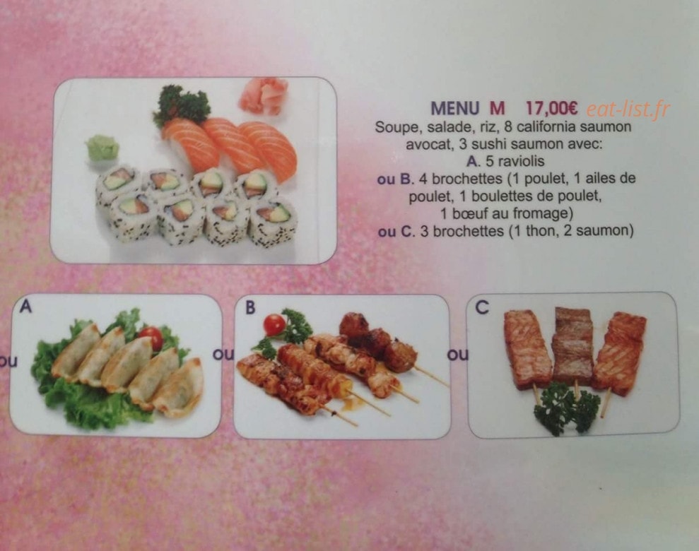 Carte et menu de Tokyo Sakura à Asnieres sur Seine — Menu M 17€