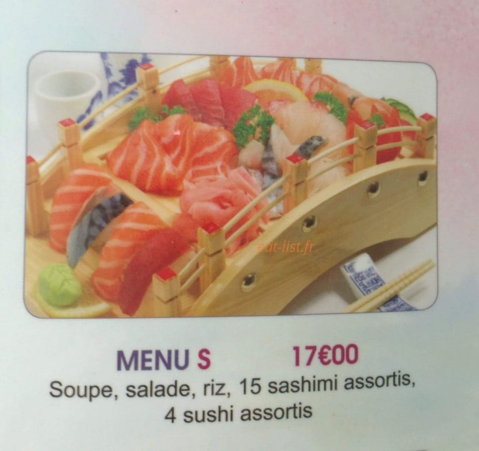Carte et menu de Tokyo Sakura à Asnieres sur Seine — Menu S 17€