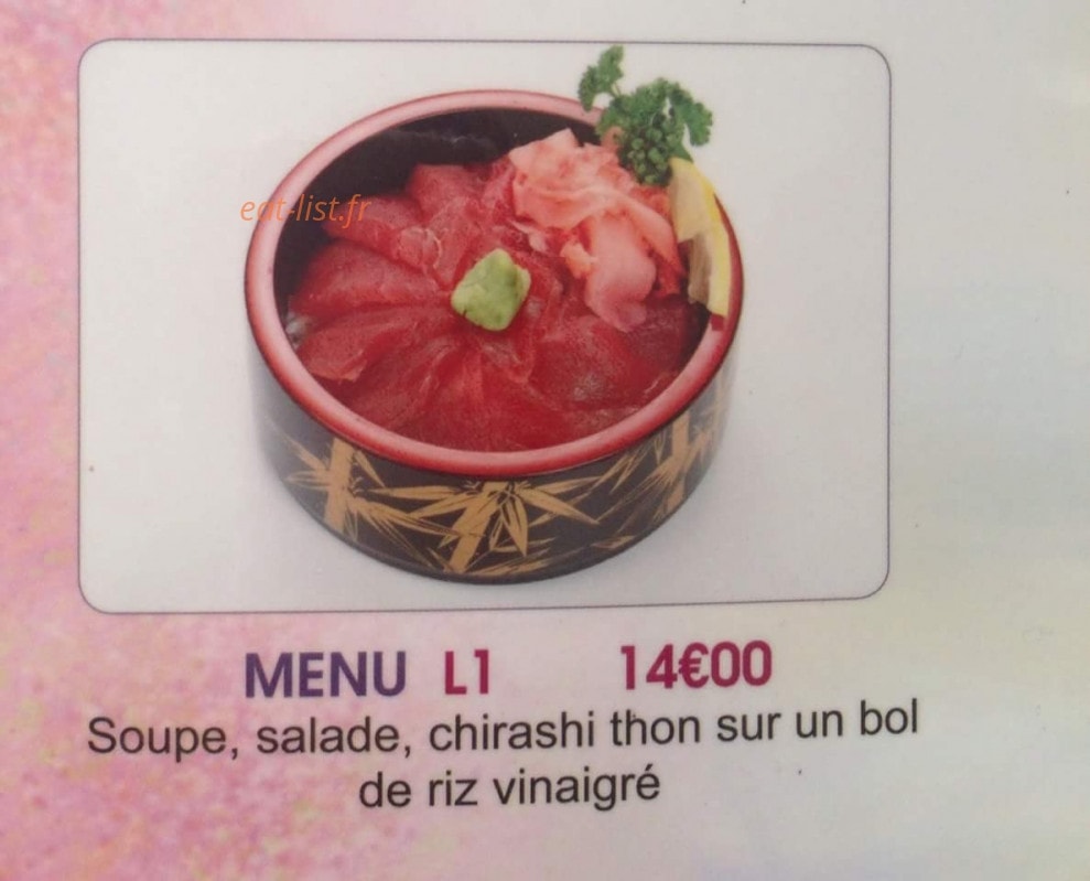 Carte et menu de Tokyo Sakura à Asnieres sur Seine — Menu 14€
