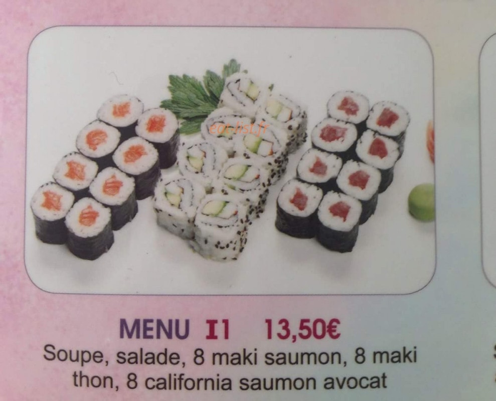 Carte et menu de Tokyo Sakura à Asnieres sur Seine — Menu 13,5€