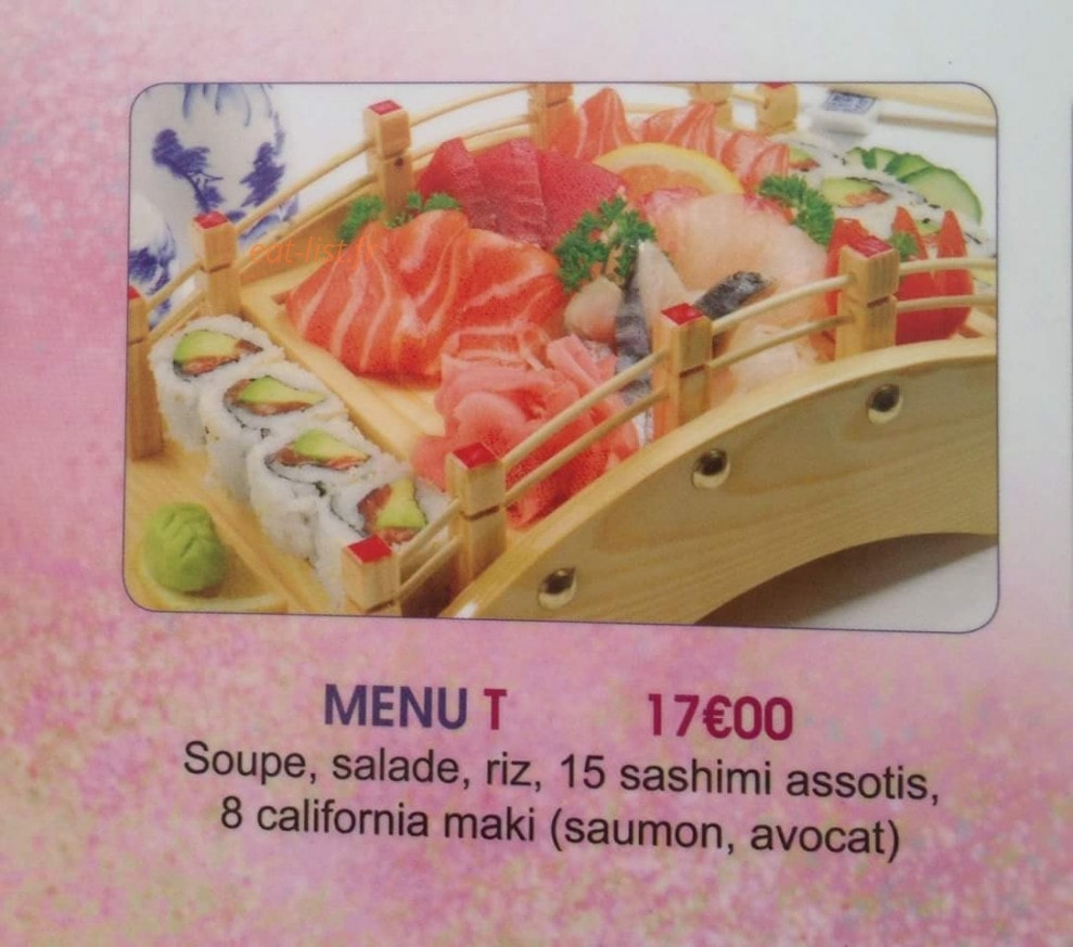 Carte et menu de Tokyo Sakura à Asnieres sur Seine — Menu T 17€