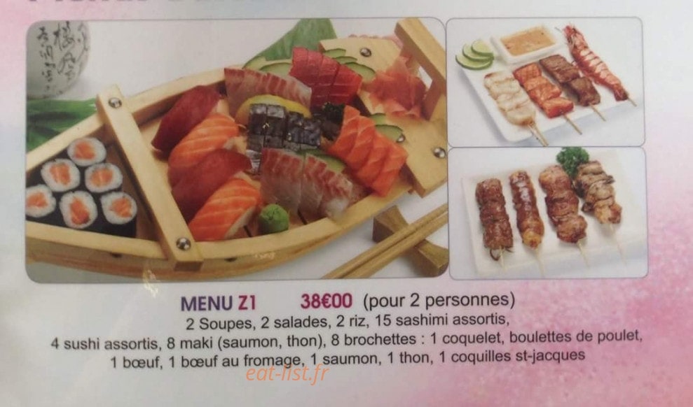 Carte et menu de Tokyo Sakura à Asnieres sur Seine — Menu 38€