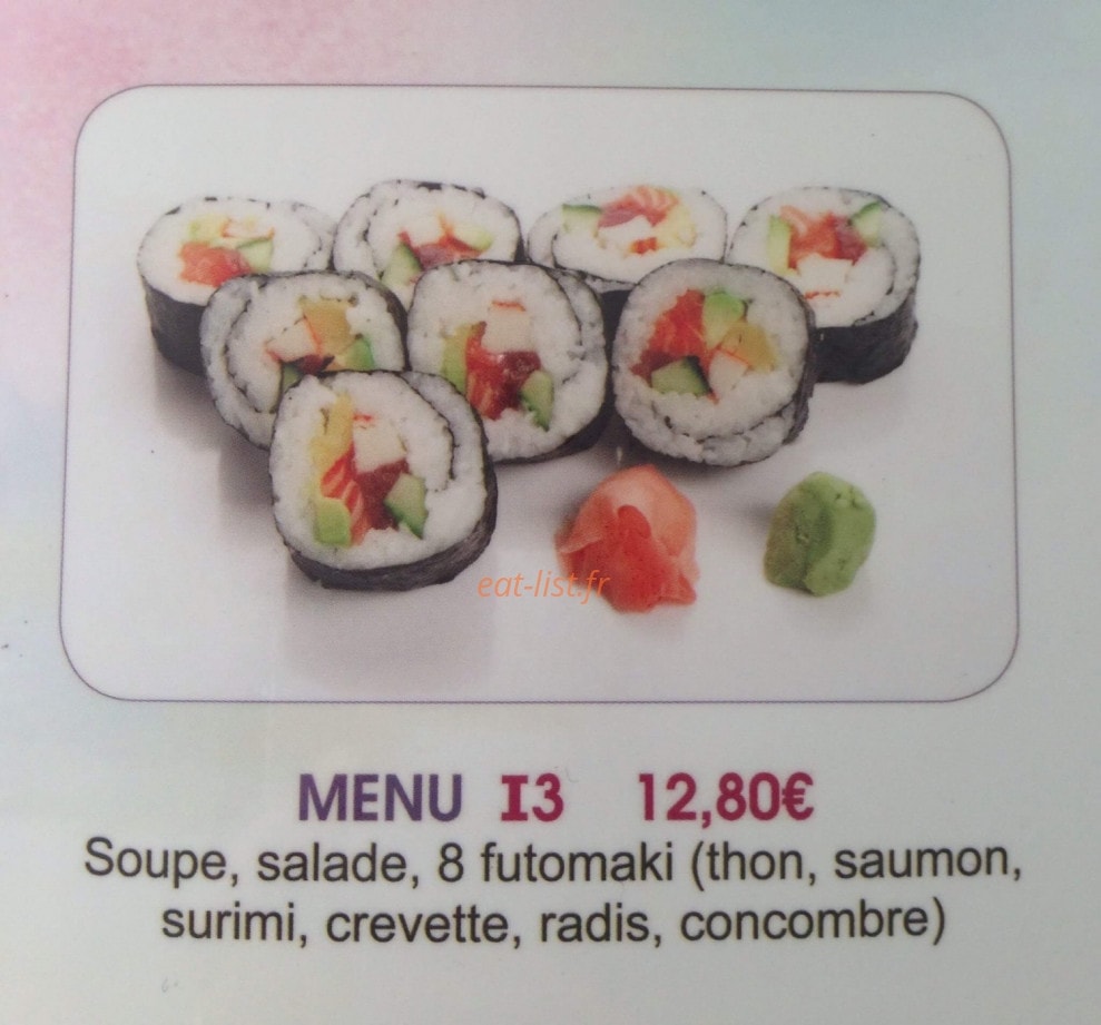Carte et menu de Tokyo Sakura à Asnieres sur Seine — Menu 12,8€